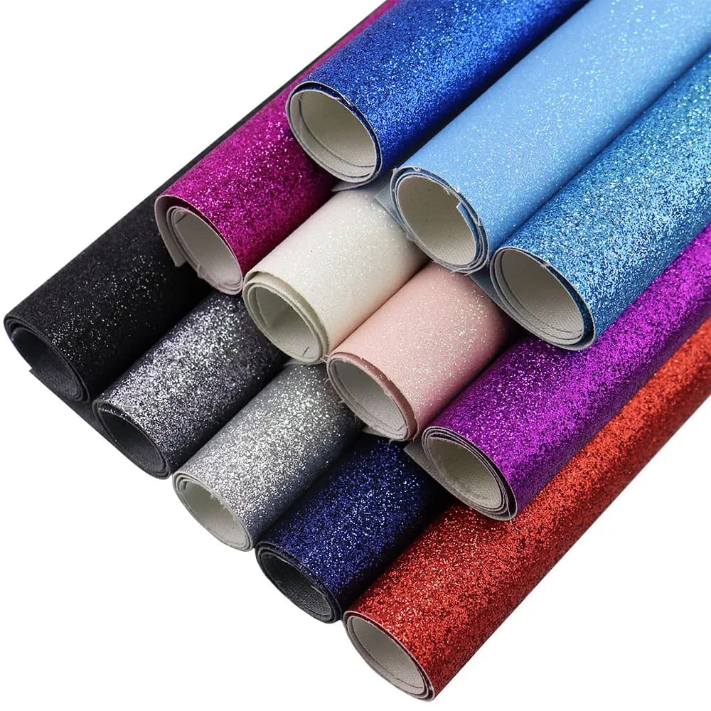 30x134cm Many Color Plain Fine Glitter Fabric Faux Synthetic Leather Roll For Wall Border Arts Crafts Wallpaper DIY Bag AY078