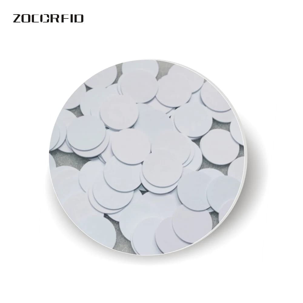 100pcs/lot 20mm-3M 13.56MHZ S50 F08 NFC Tags FM11RF08 IC Card ISO14443A Coin Card 20mm Plastic White