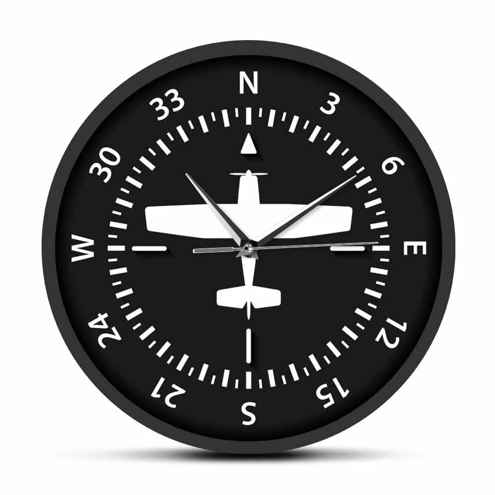 Flying Instrument Flying Compass Wall Clock Turns Aircraft pilots Decorations for Air House Silemt Movement Clock