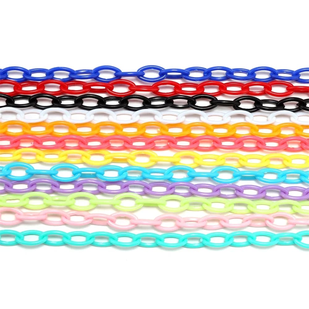 10 pezzi 50 cm colorato acrilico catena a maglie chiusura a moschettone portachiavi per collana braccialetto creazione di catena colorata maglie a catena in plastica