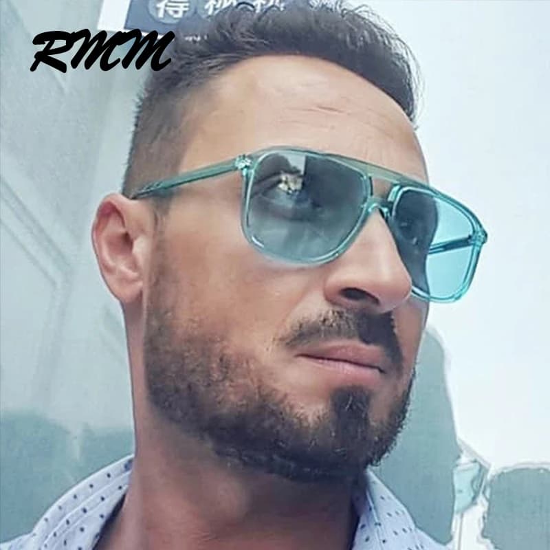 Unisex Big Frame Sunglasses Square Sunglasses Double Nose Bridge Transparent Glasses for Women Men Sun Glasses for Male Female