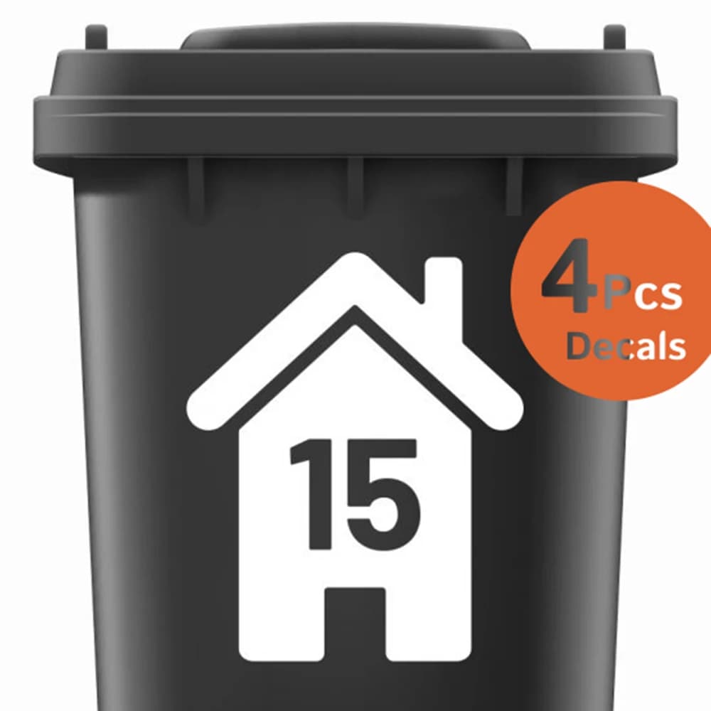 4 pezzi personalizzati bidone della spazzatura bidone della spazzatura contenitore numero civico adesivi decalcomania vinile garage decorazioni per la casa