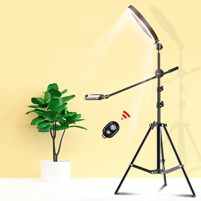 Anello luminoso a LED per selfie con staffa regolabile per riprese su telefono da scrivania Supporto per fotografia anulare Supporto per treppiede Braccio Youtube