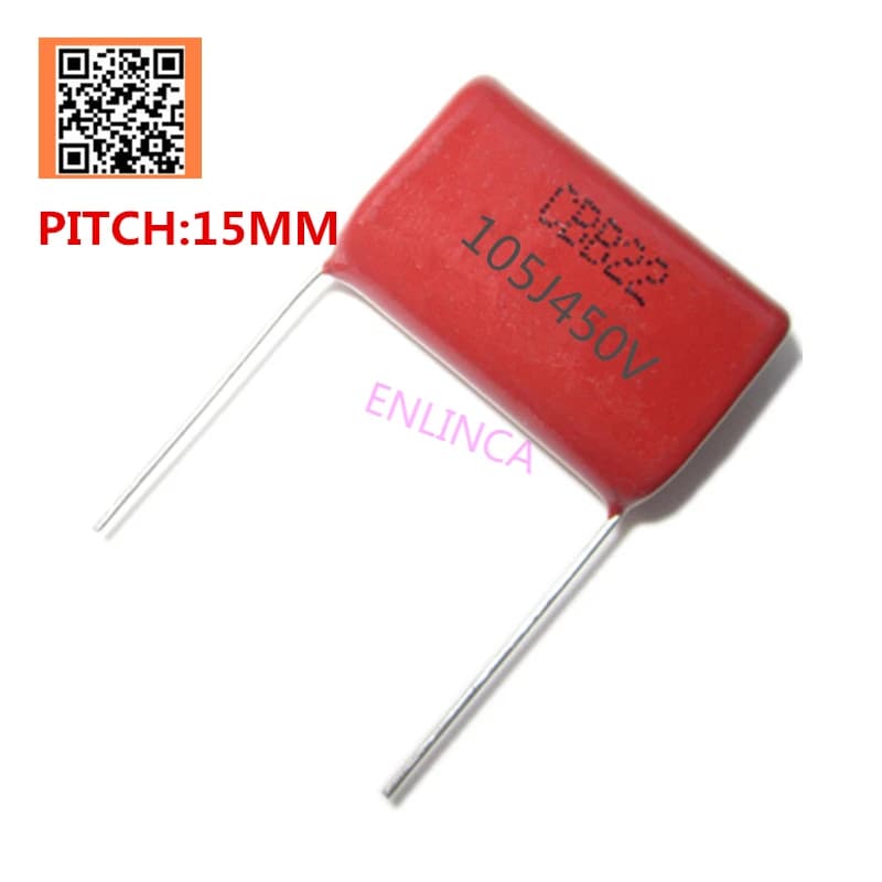 10 pz 450V 1UF 1000NF 105J passo 15MM 2.2UF 2200NF 225J passo 20MM 450V passo 10mm 5% DIP CBB condensatore a film di polipropilene