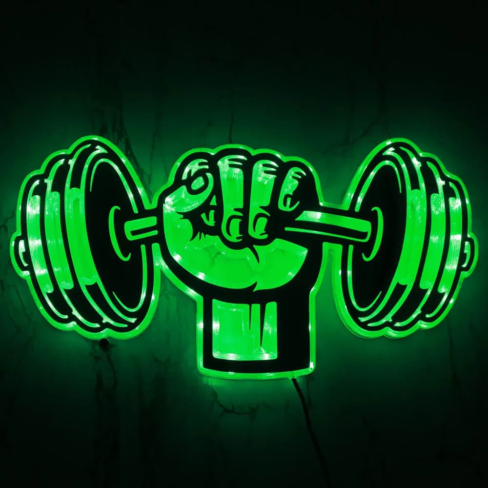 Bilanciere Potenza Sollevamento Pesi Lampada Da Parete A LED Segno Manubri Forza Casa PALESTRA Sala Allenamento Decorazione Illuminazione Manvcave Lampada Fitness