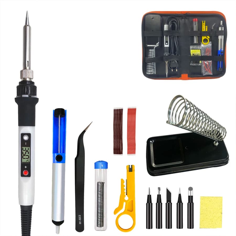 Kit saldatore temperatura regolabile 80W LCD saldatura strumenti di saldatura riscaldatore in ceramica punta di saldatura pompa dissaldante pacchetto famiglia