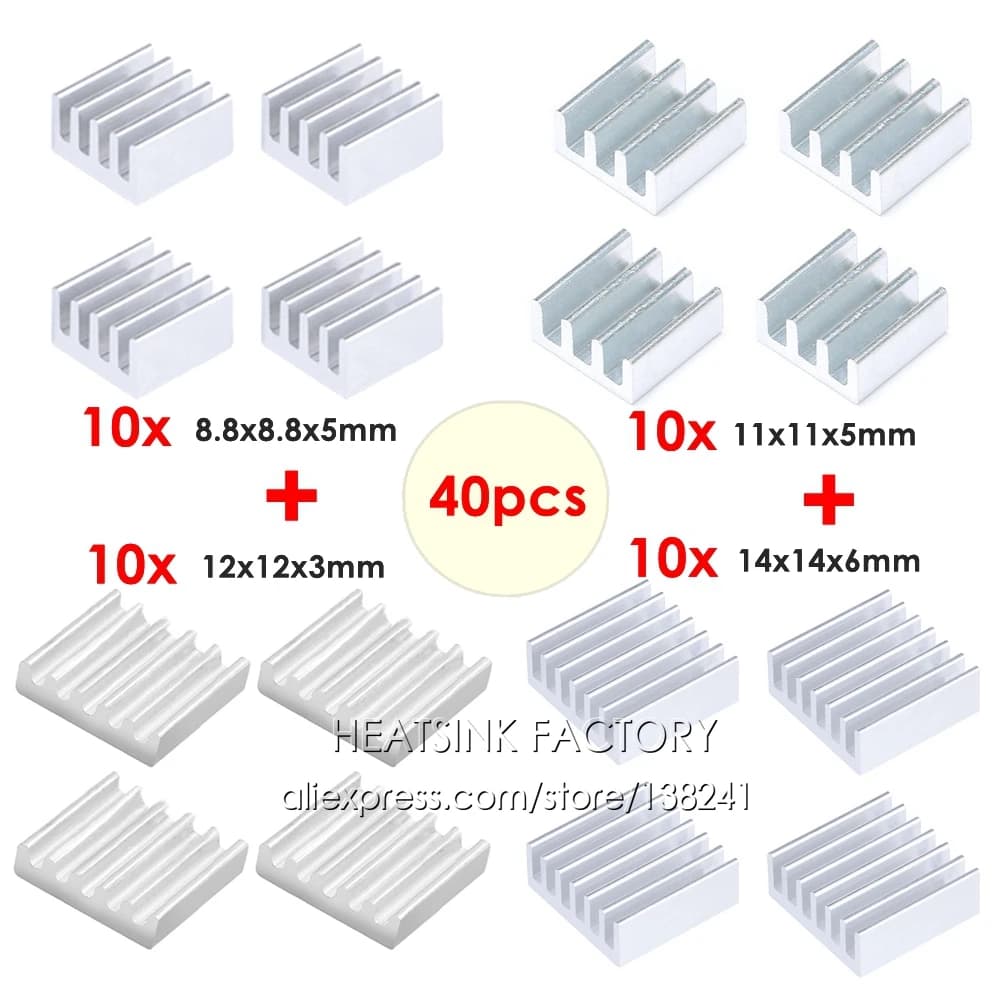 Aluminum Heat Sink Dissiper Various Size Heat Sink Cooler For Chip IC Printer 3D Raspberry Pi With Thermal Conductive Bearing