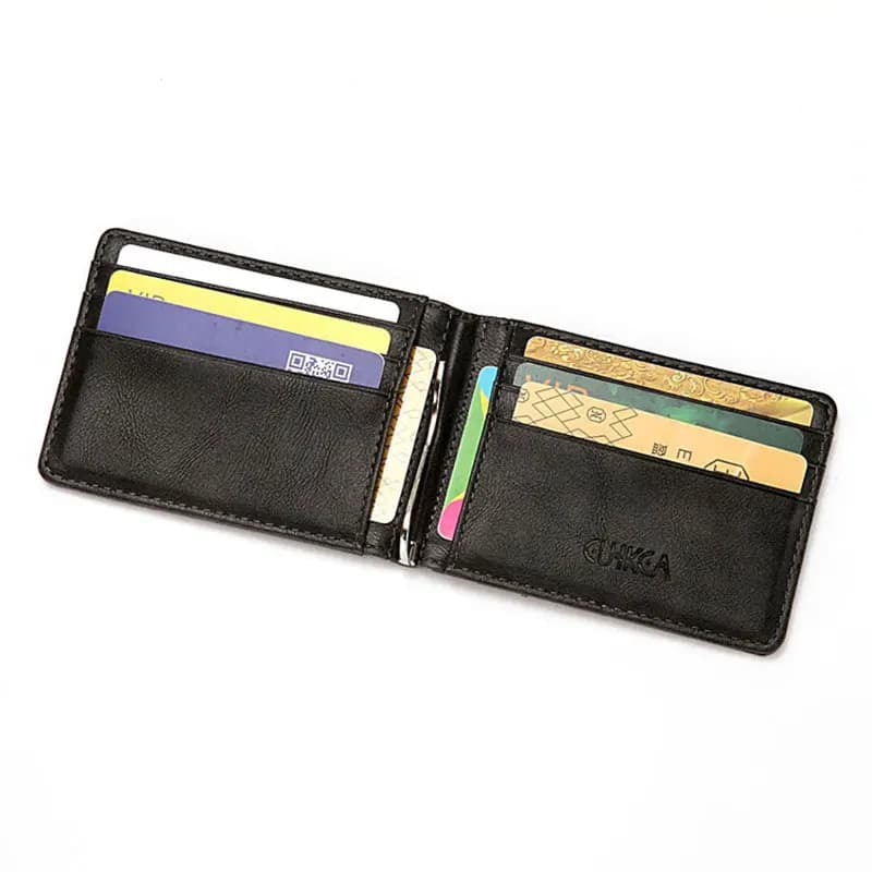 RFID In Pelle da Uomo Slim Bifold Clip Dei Soldi Del Raccoglitore Tasca Frontale Supporto Della Carta di Credito