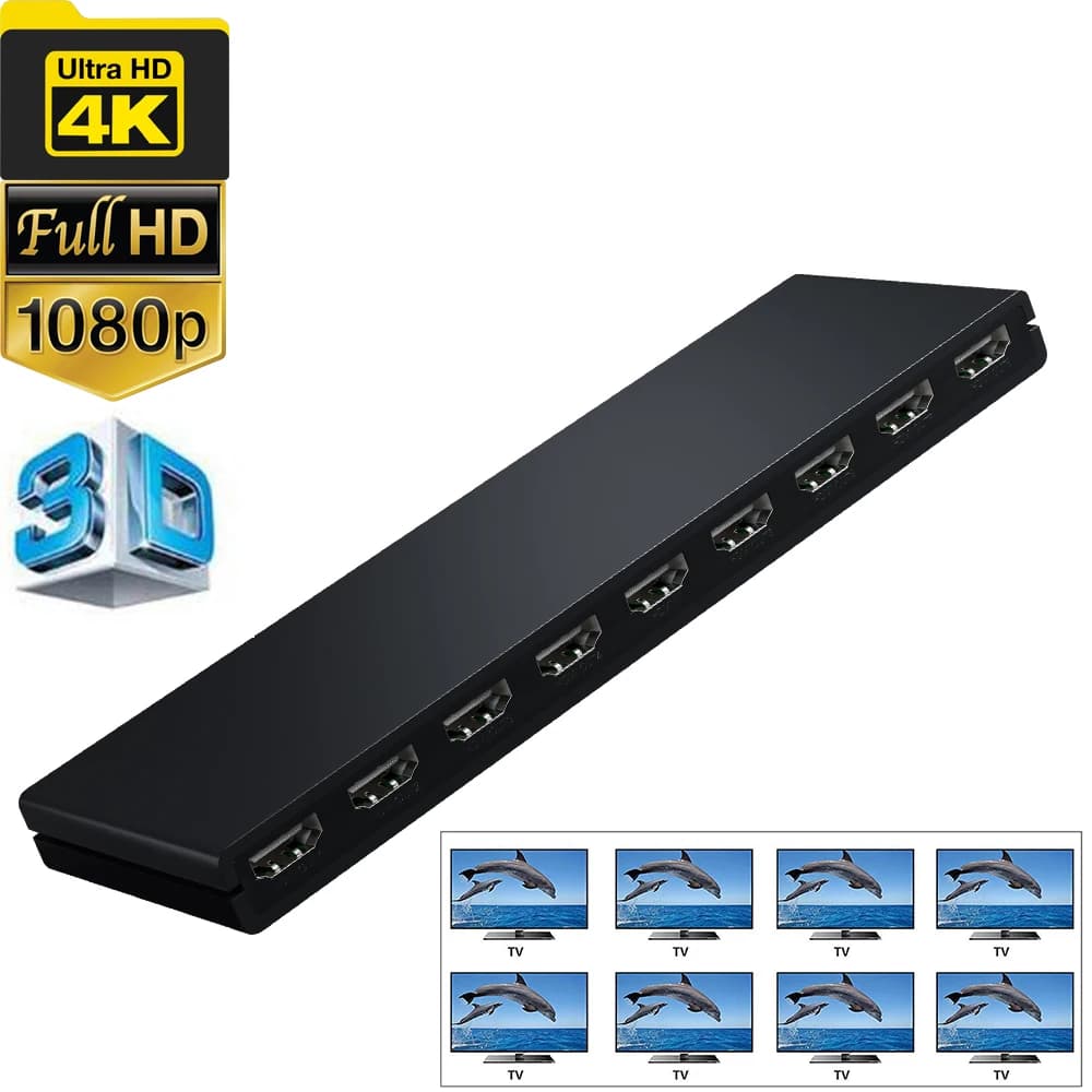 Splitter HDMI 1X8 4K 30Hz 8-Port HDMI Splitter 1 in 8 out HDMI for PS5 PS4 XBox Apple TV HDTV Monitor HDMI