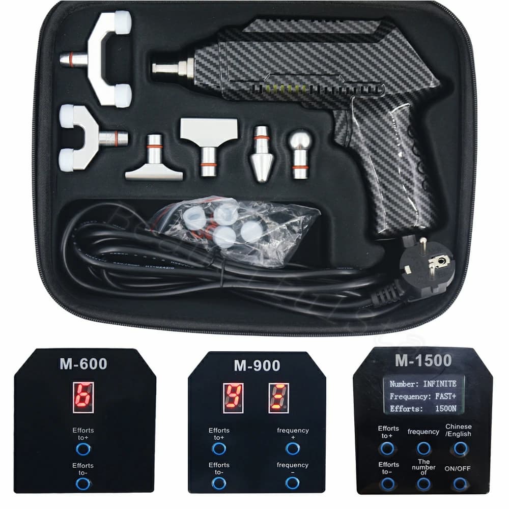 Electric Chiropractic Adjustment Tools Spine Correction Gun 6 Heads 1500N 900N 600N Adjustable Intensity therapy Spinal Massage