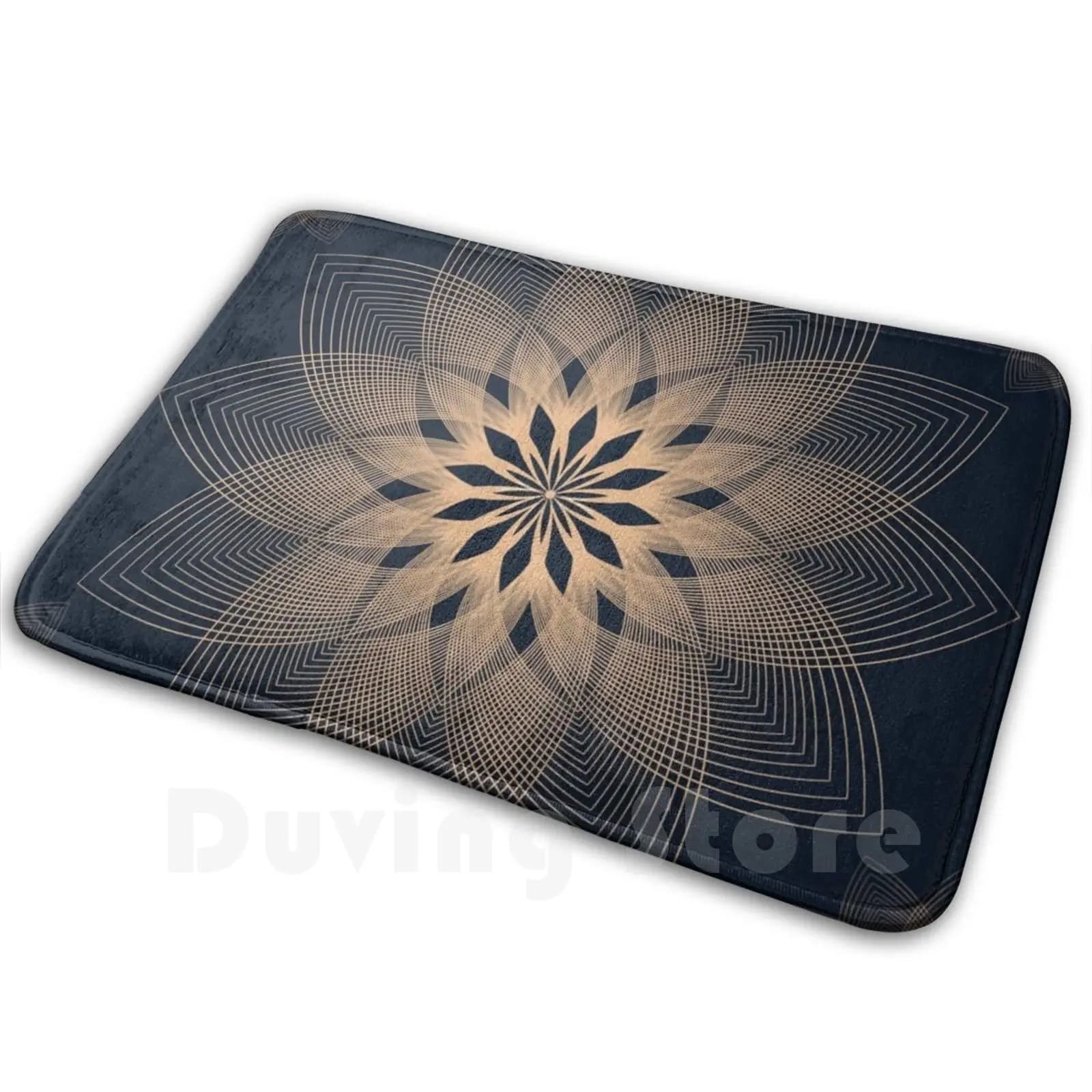 Mandala Spirits Viaggio / Spiritual Bohemian Oro Nero Meditazione Yoga Mandala Morbido tappetino antiscivolo Tappeto Cuscino