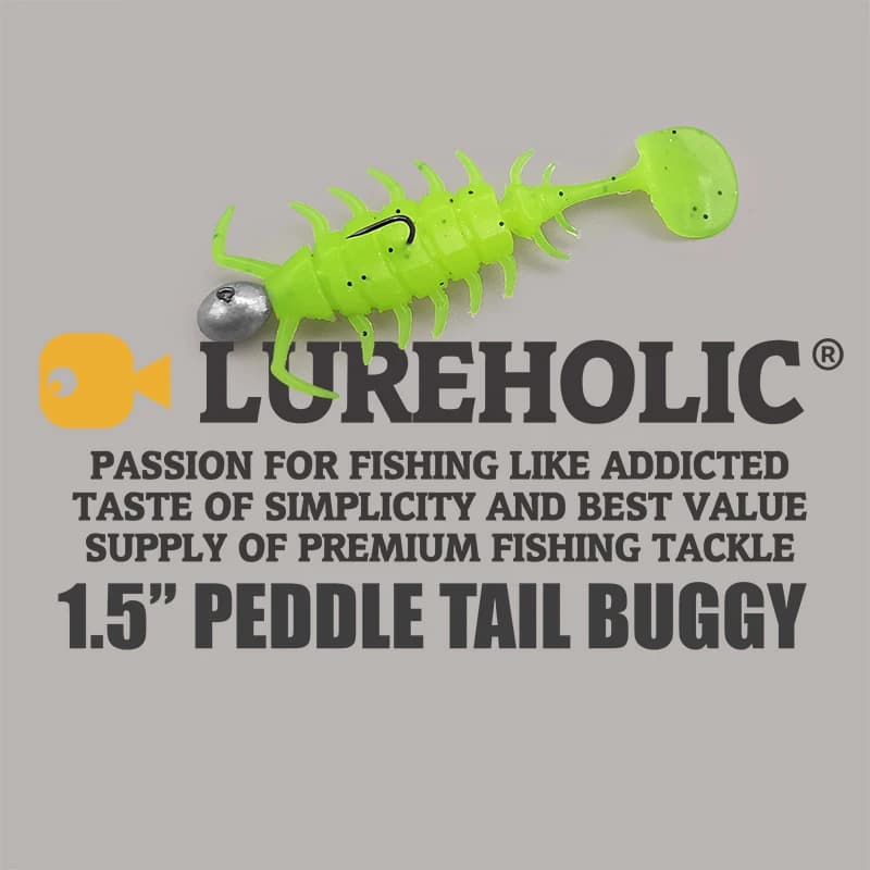 12 pz LUREHOLIC 1.5 "3 cm Peddle Tail Buggy Affondamento Lento Richiamo Morbido Esca 1g Verme Morbido Richiamo di Pesca Gamberetti con Bass Carpa