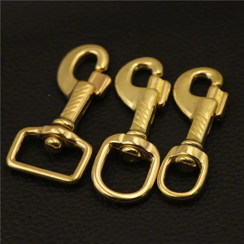 Gancio a scatto per bullone con grilletto girevole in ottone per tessitura Borsa artigianale in pelle Cinghia Gancio per cintura Chiusura Guinzagli per cani da compagnia Clip resistente
