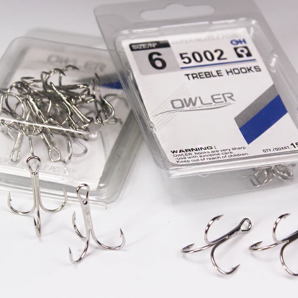 15pcs/box 5002 Treble hooks Silver Size 1/2/4/6/8/10/12/14# Bait Fishing Tackle Round Bend For Pike Bass