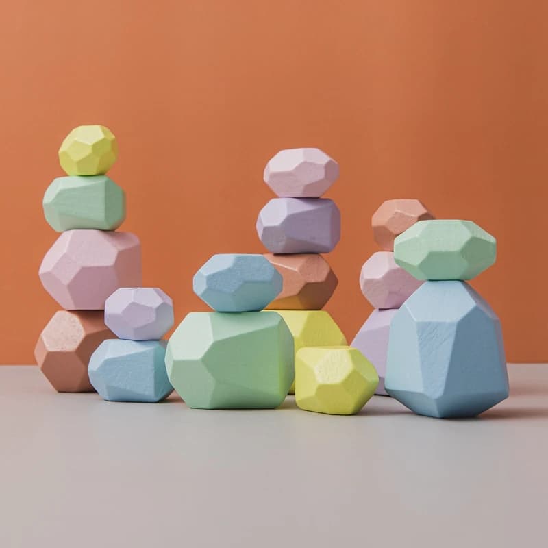 Set di blocchi in legno Montessori per bambini Set di pietre colorate Creative Nordic impilabili gioco arcobaleno giocattolo in legno regalo