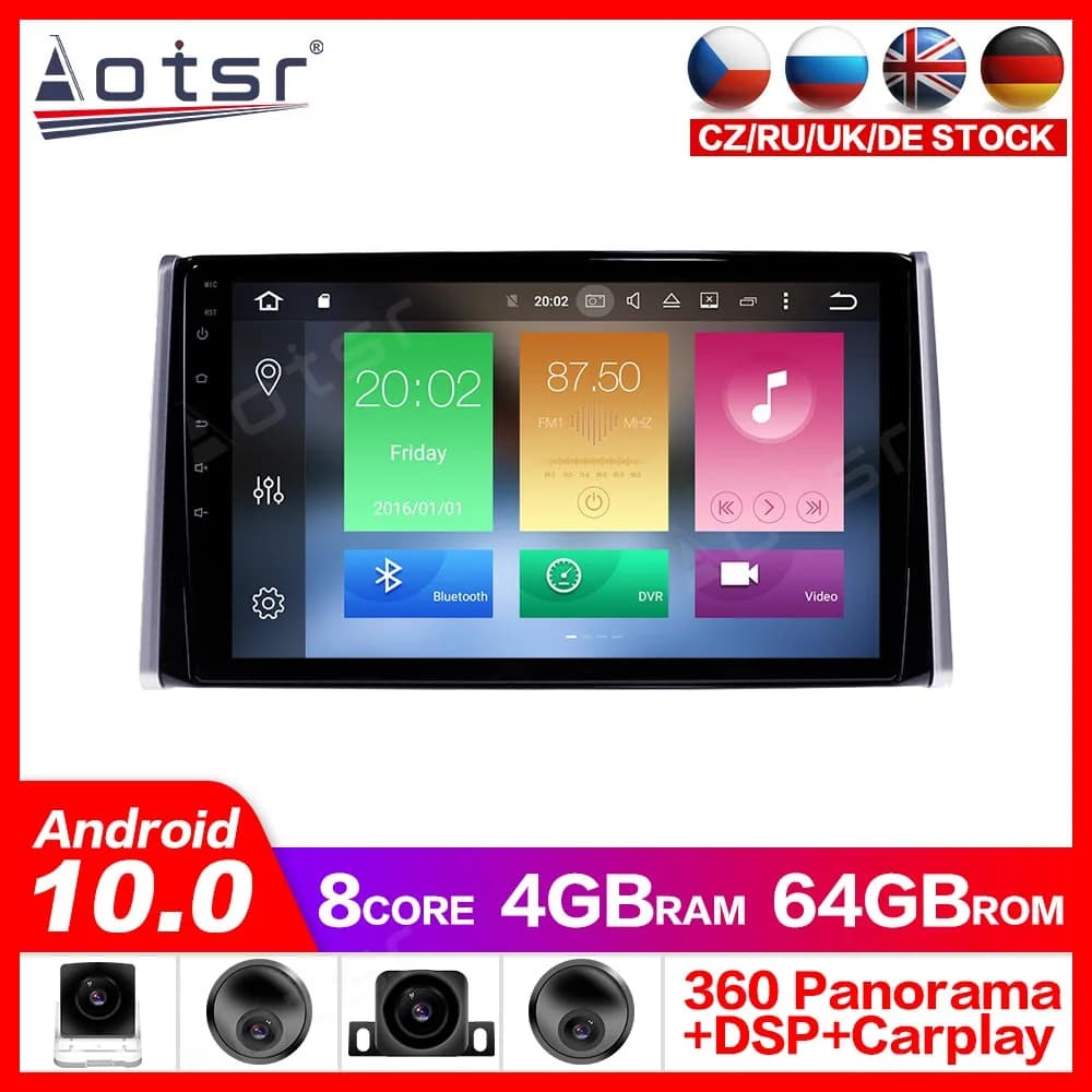 Android 10.0 GPS Navigation Radio DVD Player for Toyota RAV4 2019 Video Player Stereo Headuint GPS free map Built in Carplay dsp