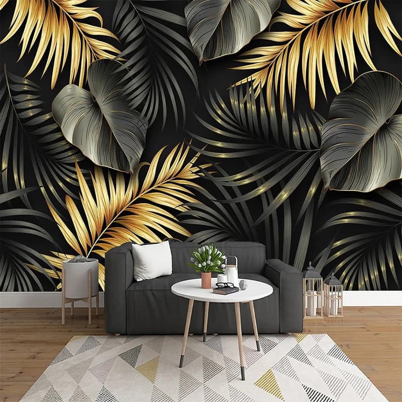 Custom Mural Wallpaper Nordic Hand-painted Tropical Plant Leaf Lines Wall Painting Living Room Bedroom Luxury Home Decor Fresco