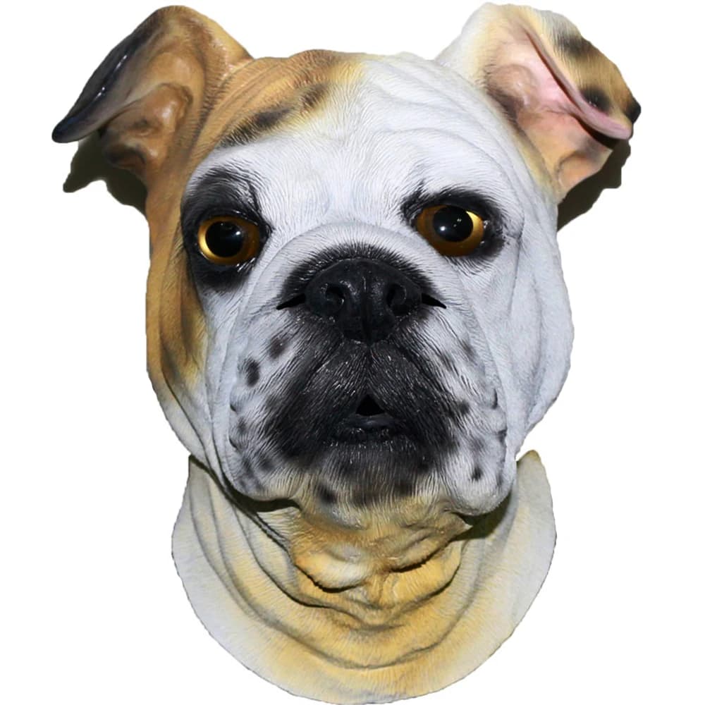 Maschera realistica per cani toro in lattice Costume da festa per super ciotola per animali in maschera di Halloween