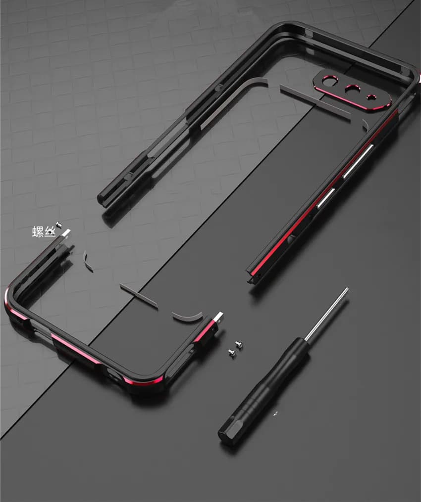Per custodia ASUS ROG Phone 7, ROG Phone 5 5s 6 7 pro custodia sottile per paraurti in metallo in alluminio con pellicola protettiva per fotocamera