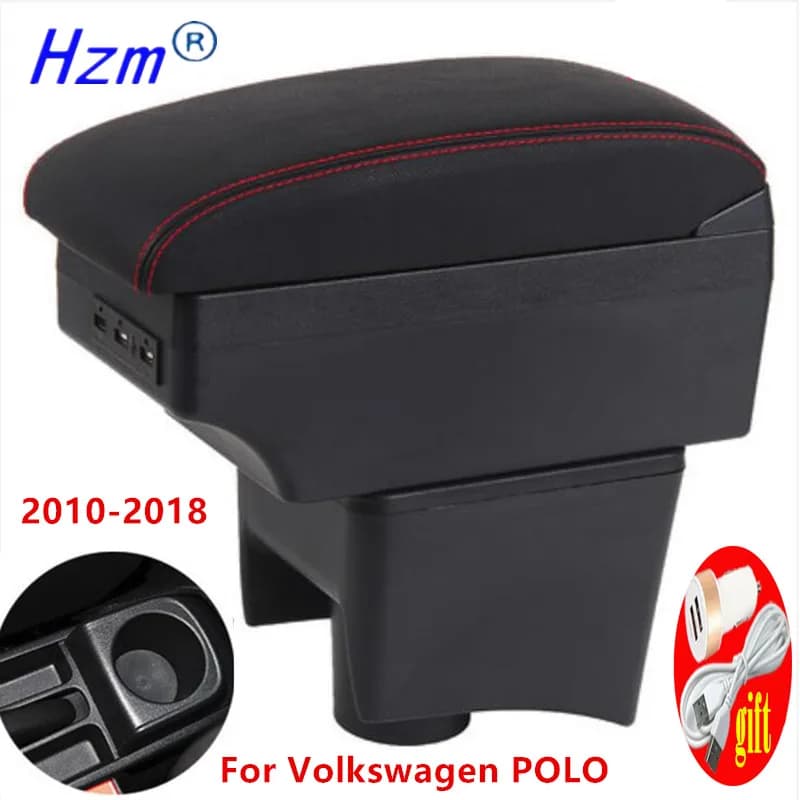 For Volkswagen POLO Armrest box 2010-2018 For VW POLO Mk5 6R Vento Car Armrest box Interior Parts Storage Box Car Accessories