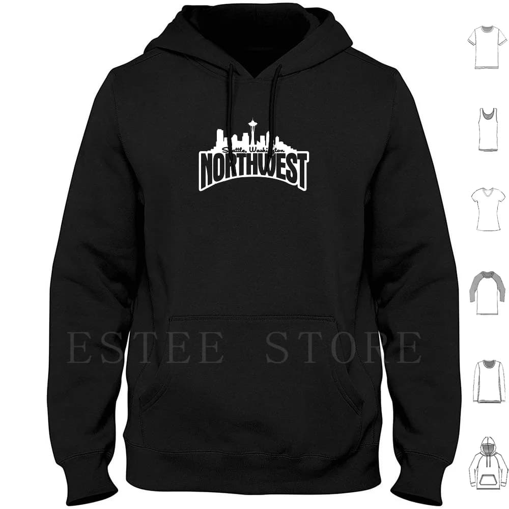 Seattle Washington Northwest Hoodies Long Sleeve Seattle Northwest Washington Pnw Space Needle Spaceneedle Pacifi