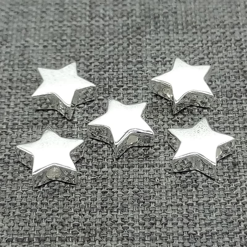 4 pezzi di perline a forma di stella pentagramma in argento sterling 925 per collana e braccialetto