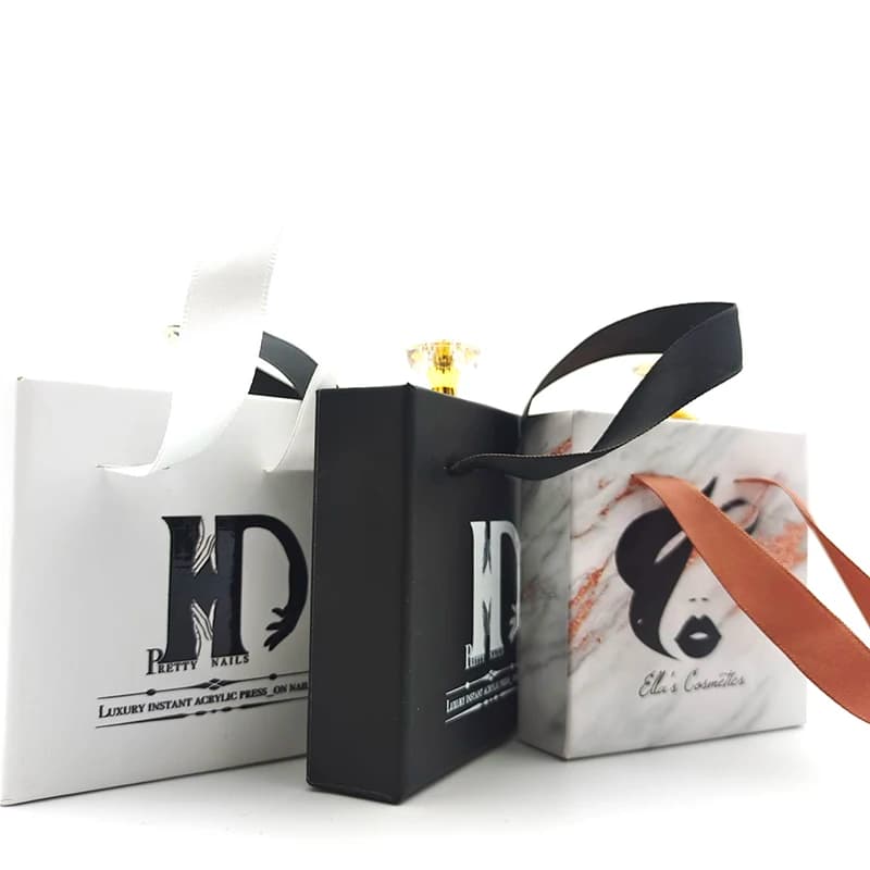 Wholesale Custom Eyelash Pack Square Drawer Case With Handle Tape Box Empty Faux Eyelashes Logo Glittered Paper Box Makeup