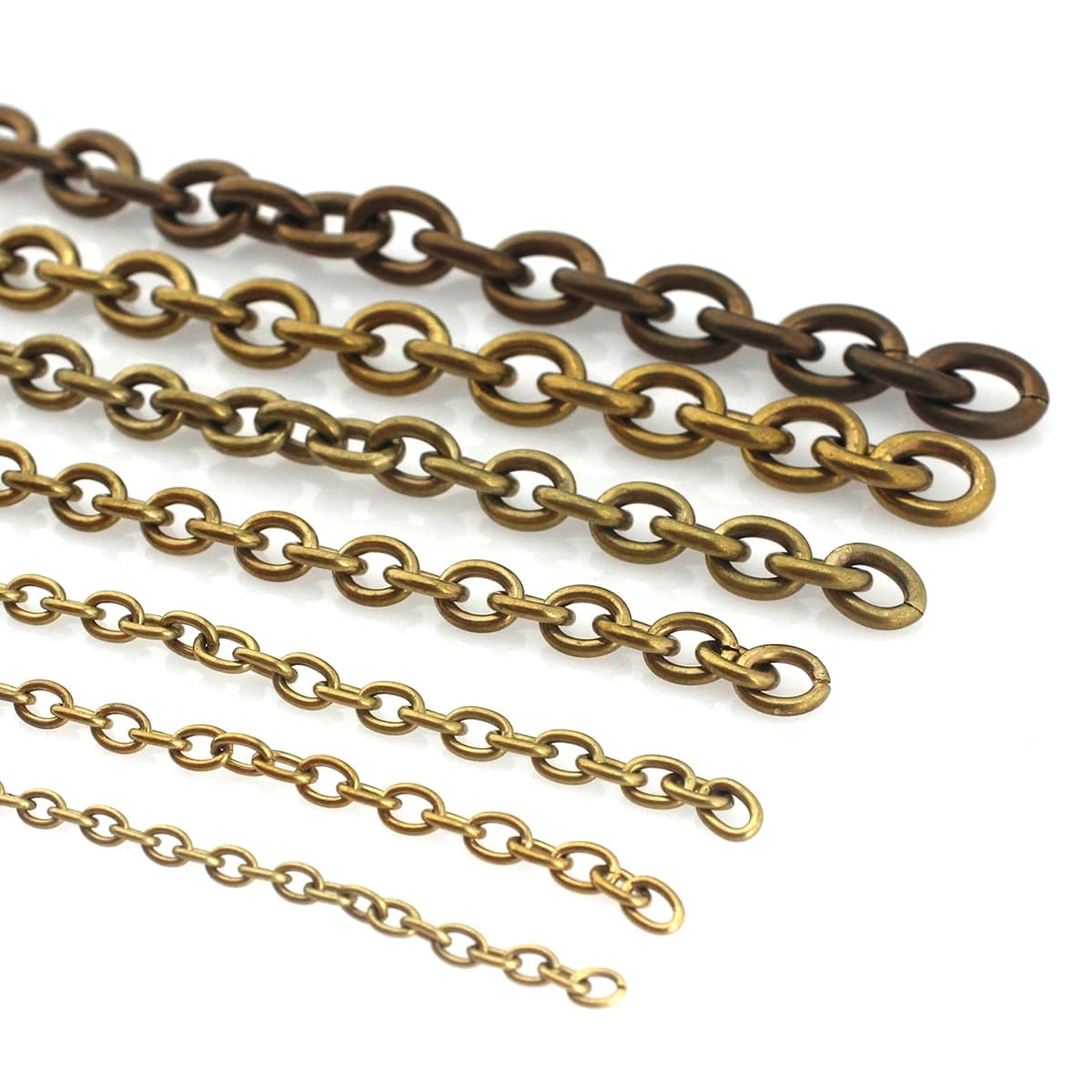 1 metro In Ottone Massiccio O Borse Anello Della Catena Della Collana di Collegamento Catena di Grano Nessuno-lucido Borse Cinghie Ricambi Accessori FAI DA TE 7 dimensioni