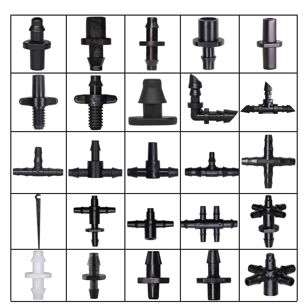 50PCS garden water pipe connectors 4/7mm drop irrigation fittings for 1/4'' cross plug-in pipes Eng Plug