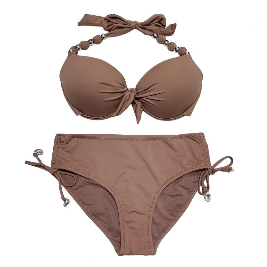 EONAR-set Bikini Push Up, tracolla, costume da bagno con perline, set Bikini a vita media, costumi da bagno a copertura totale, costumi da bagno