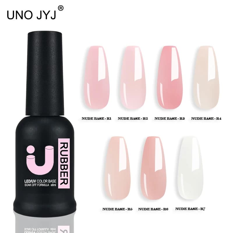 Smalto per unghie gel base in gomma nuda 8ml Semi-permanente Vernice UV naturale Manicure Base per unghie Coat Gellac Smalto gel base 7 colori