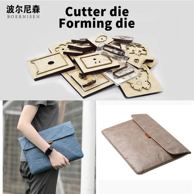 Fustelle in pelle per fai da te, fustellatrice in legno fatta a mano, strumenti per punzonatura in pelle, borsa per Laptop