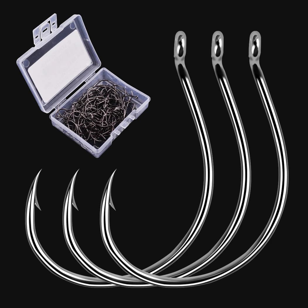 Set of hooks with barbed wire 100 pieces carbon steel fishing gear for bulky river shrimp and fishing hooks with lobster eye fishing love fishing box