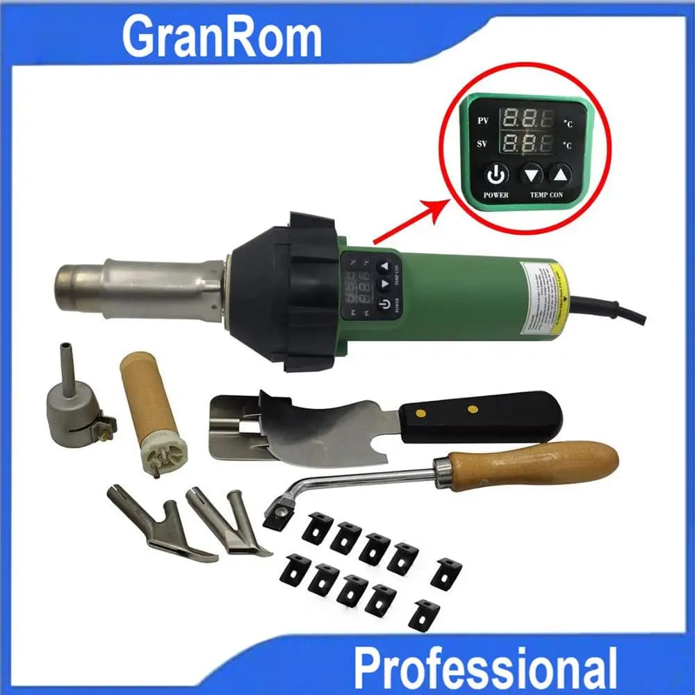 1600W Pistola di riscaldamento a controllo digitale Pistola per saldatura di plastica PVC TPO Toofing Saldatura Pistola ad aria calda Pistola per saldatura di pavimenti in plastica