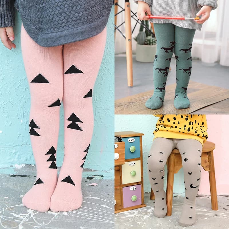 EACHIN Children's Collant Leggings for Girls Boys Graphic Animal Pattern Ankle pants Kids' warm tights 0-3 years