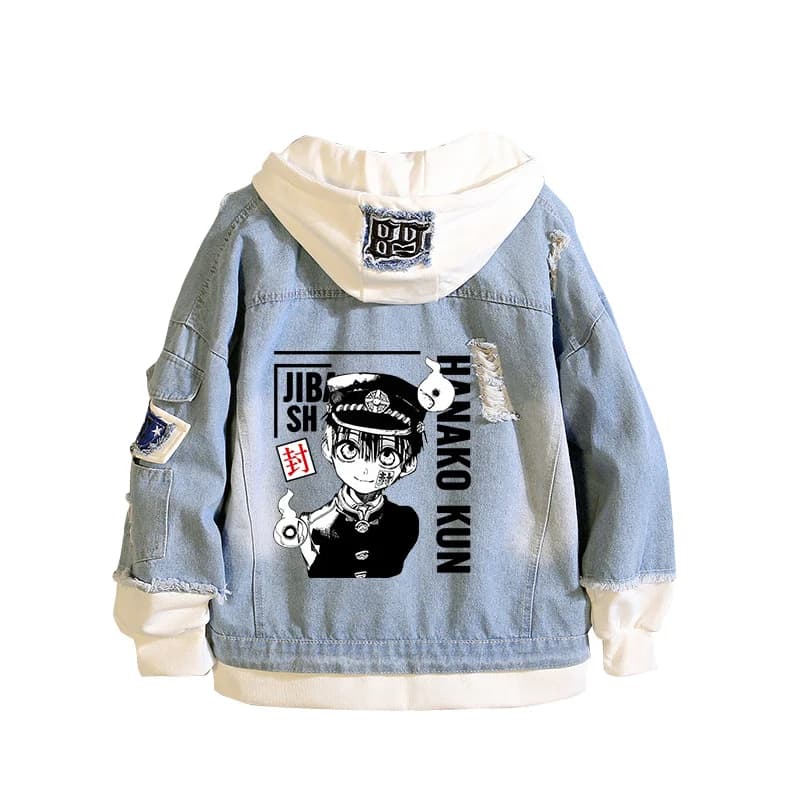 Bound Toilet Hanako-kun Demin Jacket felpa con cappuccio Boys Harajuku giacca a vento Jeans Streetwear Yugi Amane felpe con cappuccio coppia carina
