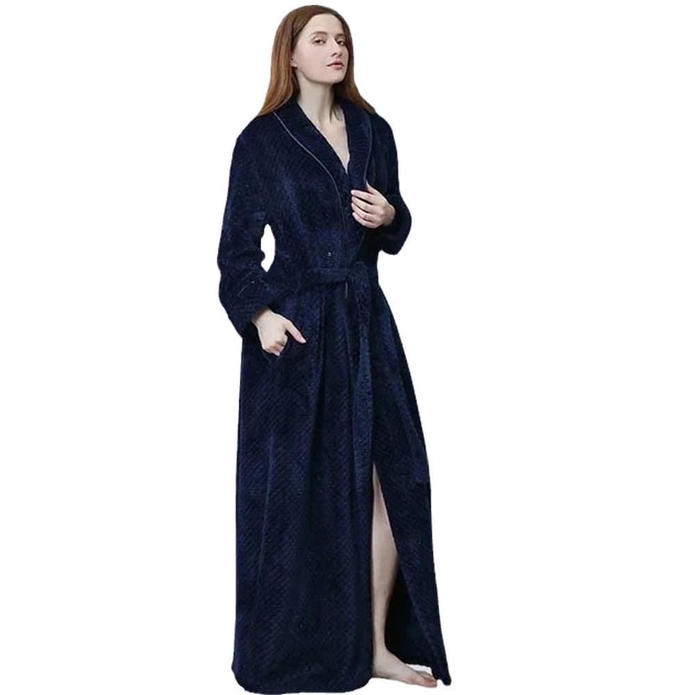 Women's Long Winter Bathrobe Fluffy Warm Lover bathrobe with soft fusss Kimono dressing solid comfortable female pajameria