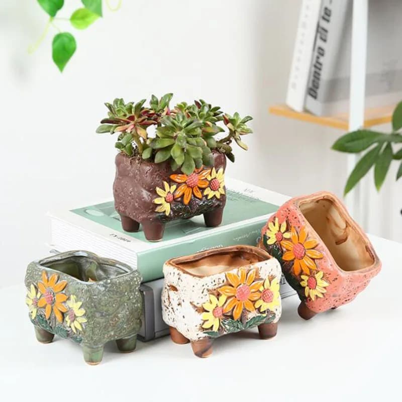 Vaso per piante grasse in stile coreano Vaso da fiori in ceramica dipinto a mano Ornamenti da tavolo Contenitore per piante Vaso Balcone Decorazioni per la casa