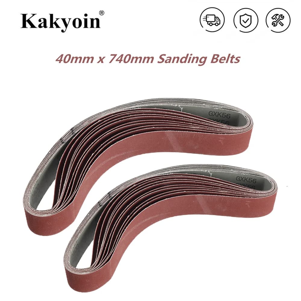 10pcs Sanding Belts For Angle Grinder Belt Sander Attachment Abrasive Tools 40mm x 740mm 40 to 1000 Grit