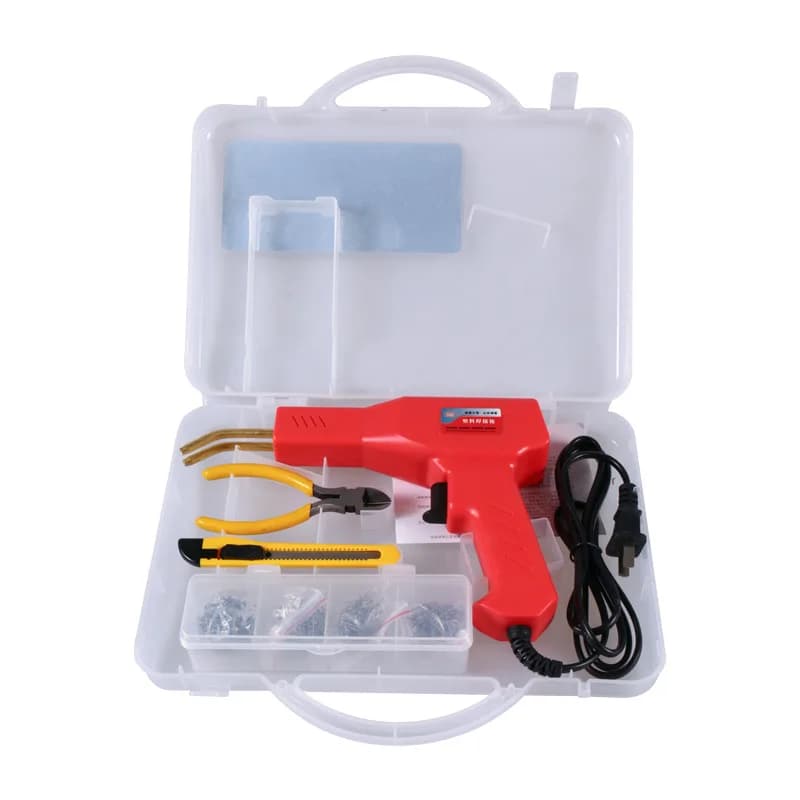 Pistola per saldatura in plastica Riscaldamento Fusore Saldatore Macchina per saldatura Riparazione chiodi 4 tipi di filo di saldatura Strumento Paraurti per auto Riparazione Cucitrice a caldo
