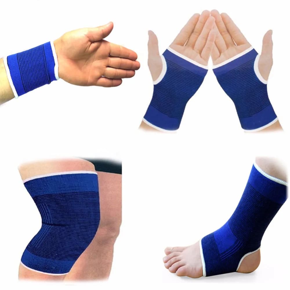 1 paio di ginocchiere elasticizzate blu ginocchiere supporto per ginocchiera gamba artrite lesioni manica da palestra fasciatura elasticizzata supporto per cavigliera