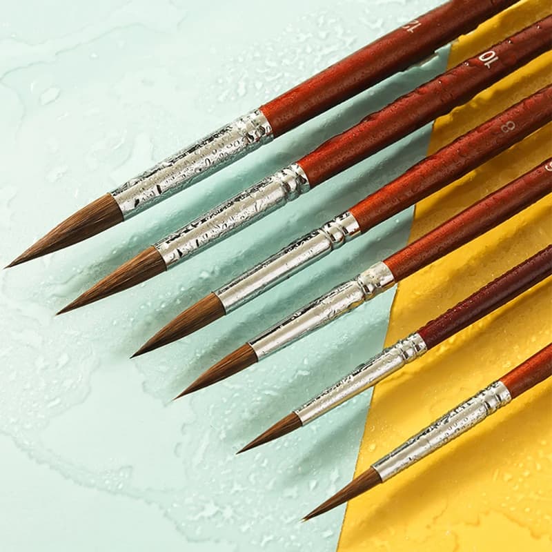 6pcs Watercolor pen set weasel hair hook line pen round head gouache pen digital oil meticulous hand-painted paint line art test