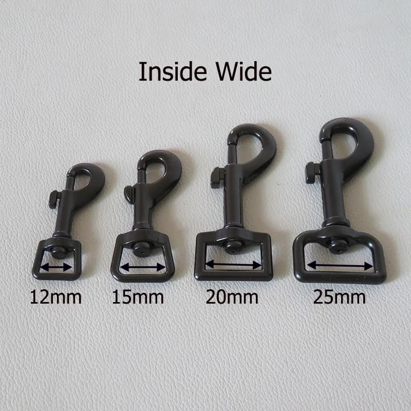 12mm 15mm 20mm 25mm Girevole in metallo Chiusura a moschettone Cintura di sicurezza Fibbia Clip Loop Moschettone per cani Pet Leads Guinzaglio Accessorio hardware