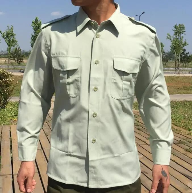 Camicia primaverile uniforme da uomo camicetta cinese Vintage a maniche lunghe verde