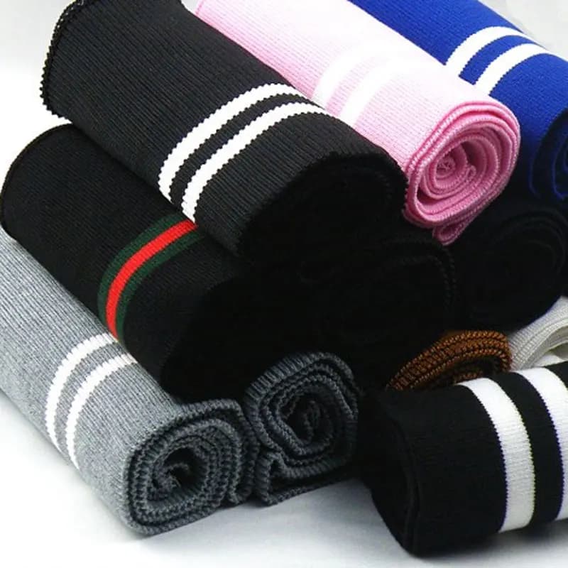 Polsino elasticizzato a righe tinte in filo di cotone da 80 cm Tessuto da cucito lavorato a maglia fai-da-te per scollatura orlo giacca invernale Fondo Accessori di abbigliamento