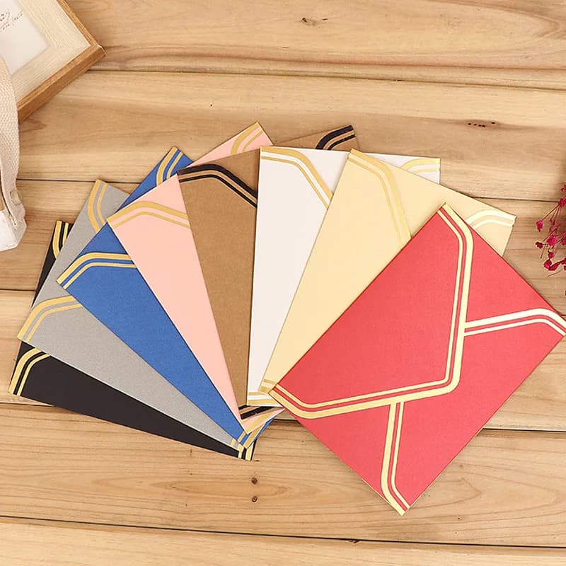 10 pz/lotto buste di carta Kraft in bianco oro Vintage busta invito festa di nozze biglietti d'auguri busta regalo 17.5*12.5cm