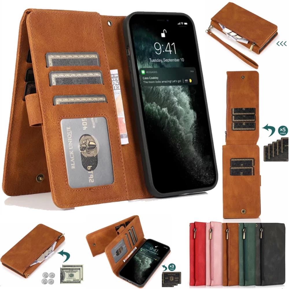 Per MOTO G 5G Plus/Edge plus/E7/E7Plus/E7Power/One Fusion Plus custodia Ultra sottile con cerniera portafoglio 8 carte custodia magnetica in pelle
