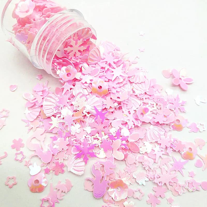 10g di Paillettes rosa Mix di Paillettes per artigianato Glitter stella cuore fiore sirena Shell unicorno Paillettes fai da te Manicure Nail Art Decor