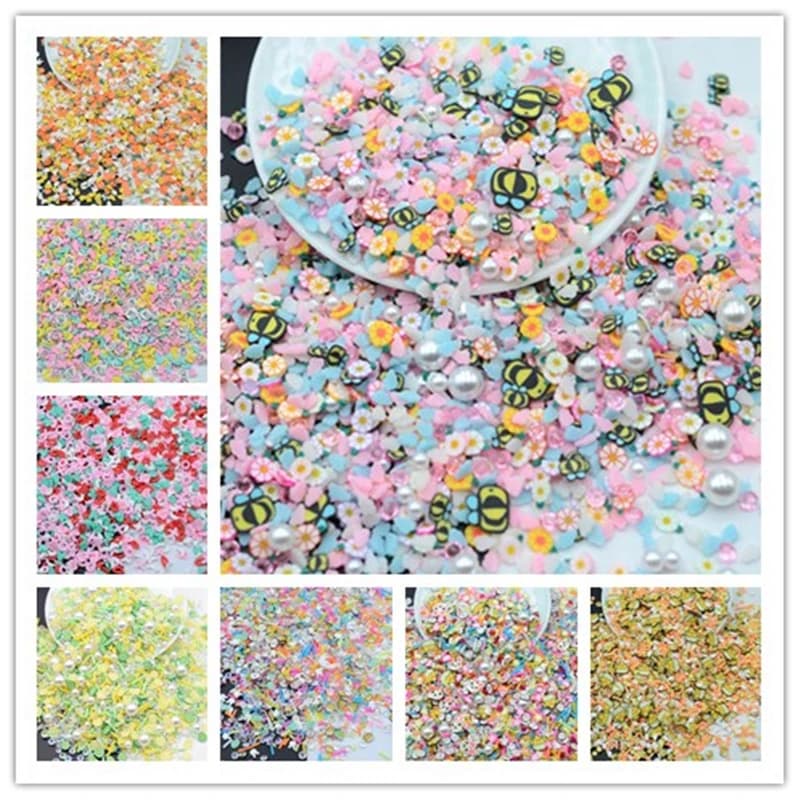 500 g/lotto Argilla Polimerica Fetta Mix Spruzza Primavera San Valentino Amore mix Coriandoli per la Creazione di Artigianato, Fai da Te