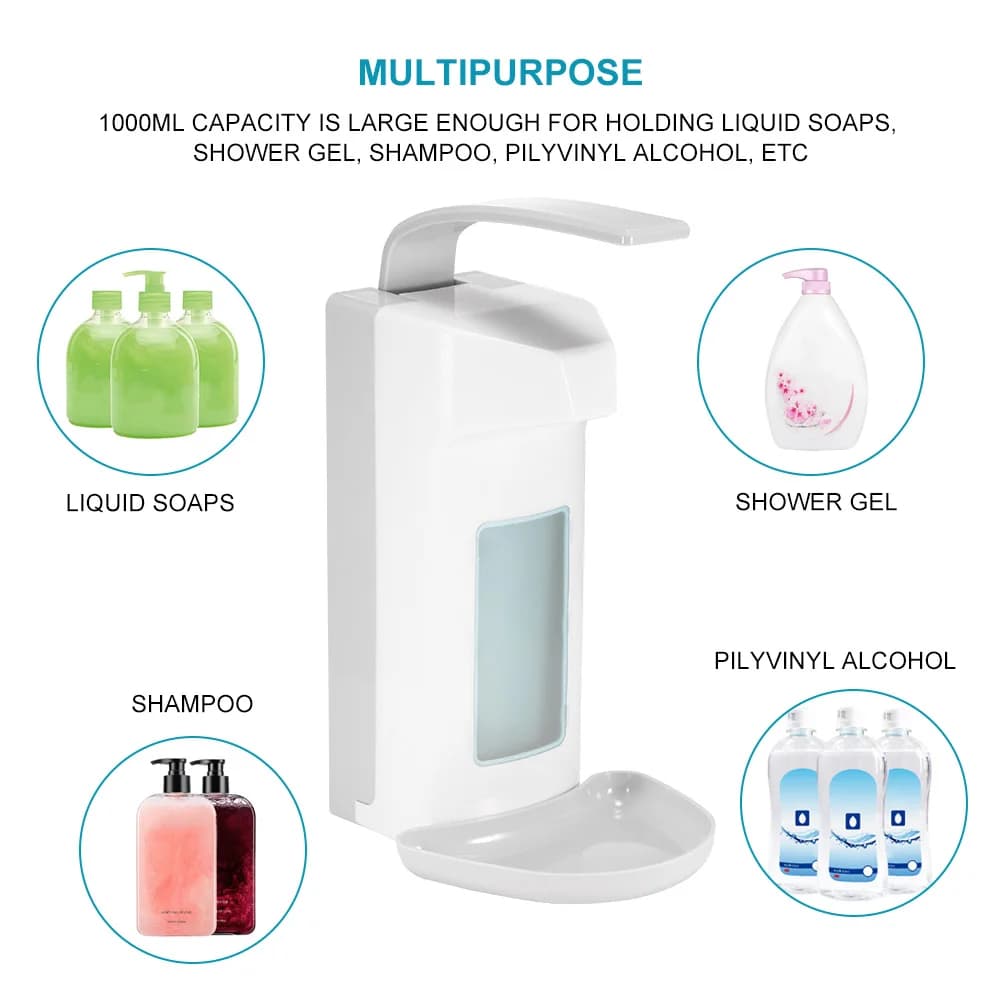Disponibile 1000ml Dispenser per disinfezione a gomito Dispenser di sapone a parete Spray sterilizzatore manuale dispositivo medico di tipo manuale
